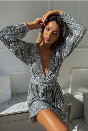 Crystal - silver dress with thick sequins