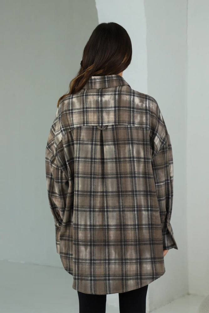 Sheila - Damska Koszula flanelowa w kratę tie- dye 'Zucka'