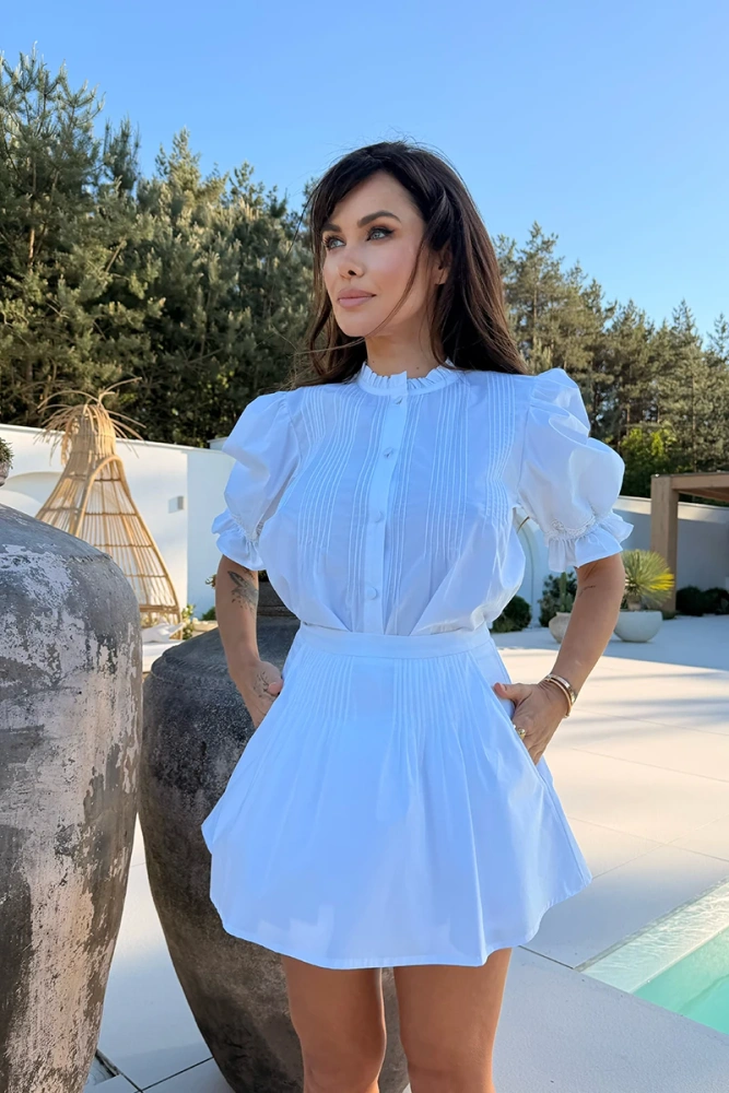 Sheila – Women’s White Set with Decorative Trims ‘Preseline’**
