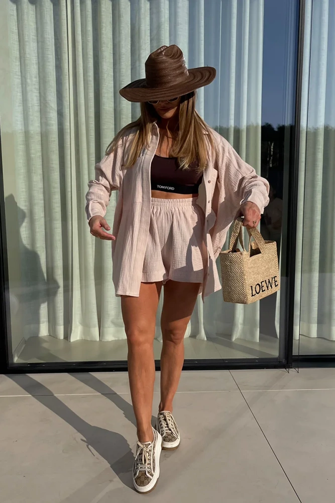 Sheila - Damska koszula z bawełny beżowa 'Amara Beige'