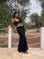 Sheila - Damski Top czarny sweterkowy krótki boho 'Palermo'