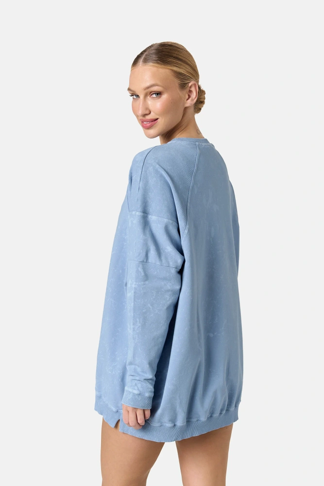 Sheila - Women's Blue Sweatshirt with a Wash effect 'Faded'