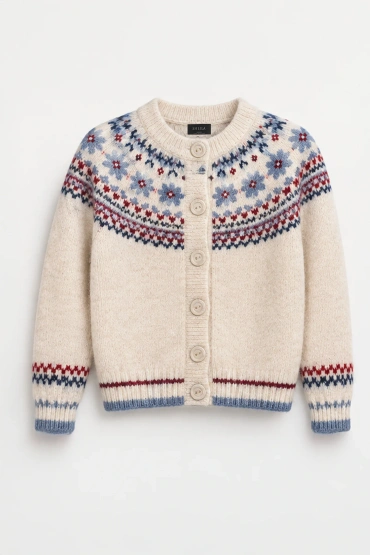 Sheila – Women’s Nordic-patterned cardigan in cream – 'Babbie'
