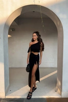 Sheila - Damski Komplet dwuczęściowy czarny grecki styl maxi 'Gaya Black'