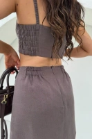 Sheila - Damski Top lniany o minimalistycznej formie 'Bunnie taupe'