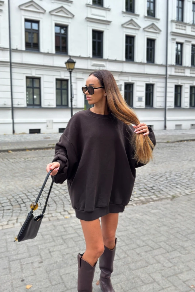 Sheila - Women's Back Cutout Sweatshirt ‘ Brown Velvet’